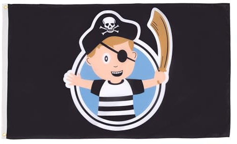 AZ FLAG - Flagge Junge Pirat - 90x60 cm - Piraten Totenkopf Fahne 100% Polyester mit Messing-Ösen - UV-beständig - Vives Farben - 50g