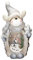 ECD Germany Rentier Figur mit LED Beleuchtung 51 cm Warmweiß Weiß mit grauem Hut und Schal, Holzoptik, Batteriebetrieben, für Innen, LED-Weihnachtsdeko Weihnachtsfigur Weihnachten Tischdeko