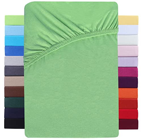 NatureMark Premium Boxspringbett Spannbettlaken 180 x 200 bis 200 x 220 cm - hoher Steg bis 40cm Matratzenhöhe - Wasserbetten Spannbetttuch - Baumwolle mit Elasthan, Jade