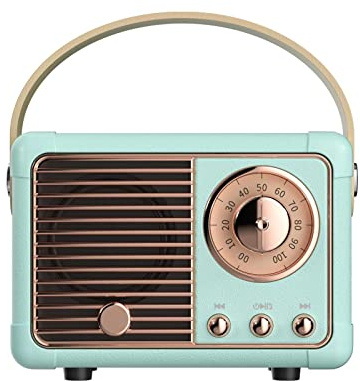 Dosmix Haut-parleur Bluetooth rétro, décoration vintage, petit haut-parleur Bluetooth sans fil, style ancien et mignon pour cuisine, bureau, chambre, bureau, fête, extérieur, cadeaux d'anniversaire
