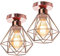 TOKIUS Plafonnier Industriel Vintage Luminaire E27 Rétro Lustre Suspension Design Métal Cage Ø160mm éclairage plafond Pour Salon Cuisine Chambre (Or rose-PL-2)