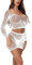 JFAN Lenceria Femenina con Fishnet Dress Mini Ropa Interior de Dormir Malla Lingerie Mujer Blanco Talla única