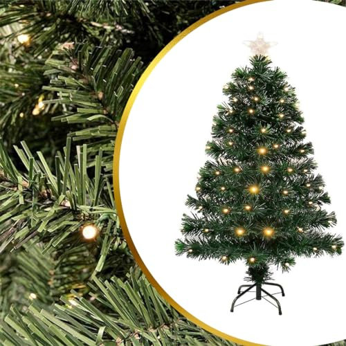 Dolce Natale Albero di Natale Fibre Ottiche (120 CM, BIANCO CALDO)