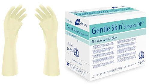 Meditrade Gentle Skin Superior OP-OP-Handschuhe – Latex, puderfrei, steril, Einweg – PSA für Operationen und medizinische Untersuchungen – Natur – Größe 9 – 50 Paar