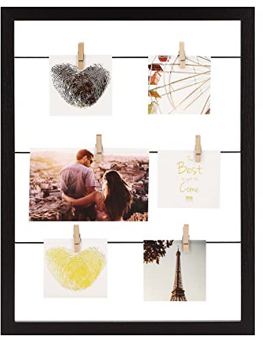 Deknudt Bilderrahmen für mehrere Fotos, S68va, 30 x 40 cm, mit Wäscheklammern, Schwarz