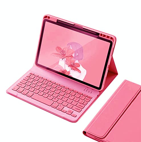 kaitesi Funda para teclado para iPad 9th 8th 7th Generation Air 3 Pro 10.5, teclado a color Bluetooth extraíble magnéticamente Smart Folio Cover con soporte para lápiz (rosa oscuro)