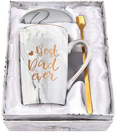 Joymaking Best Dad Ever Coffee Mug Father's Day Gift Birthday for Dad Father's Day Gift from Daughter Son Child Ceramic Coffee Mug, Gray 14oz