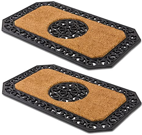 Carpido Fußmatte Natur – Sauberlauf 45x75 cm 2er Set – Türmatte Innen Bereich – Eingangsmatte für den überdachten Außenbereich – Kokosmatte mit Gummirand