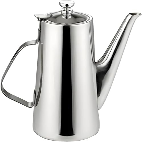 misppro Edelstahl-Krug mit langem Ausguss und Deckel, sichere Karaffe für heißes und kaltes Wasser mit Griff, Getränkekrug für hausgemachten Saft und Eistee (2 Liter)