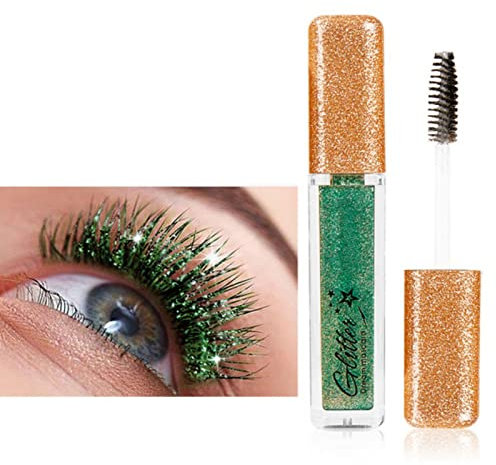 Allbestaye Bunt Mascara, Glitter Wimperntusche, Augen Make-up Extra Long Lash Verlängerung & Volumen Eyelash Wasserdicht Langlebig Natürlich Grün Schwarz Blau Weiß (Green)