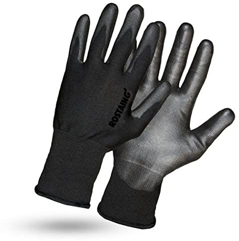 Guantes de trabajo Anti-corte EN388 EXTRA FINOS Táctil Revestimiento de Nitrilo Antideslizante, Guantes de protección laboral Profesionales Hombre Mujer, Seguridad Industrial, bricolaje FS(Talla 11)