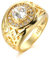 YAHOYA Große breite Hochzeit Männer Ringe Mode Dubai Gelbgold Farbe Weiß Cubic Zirkonia Ringe für Frauen Boho Retro Schmuck
