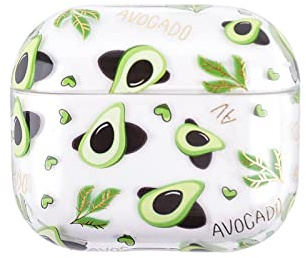 Arseaiy Custodia per AirPods Pro, elegante custodia per AirPods per donne ragazze, simpatici motivi di avocado custodia protettiva rigida portatile e antiurto Air Pods Case Pro frontale LED visibile