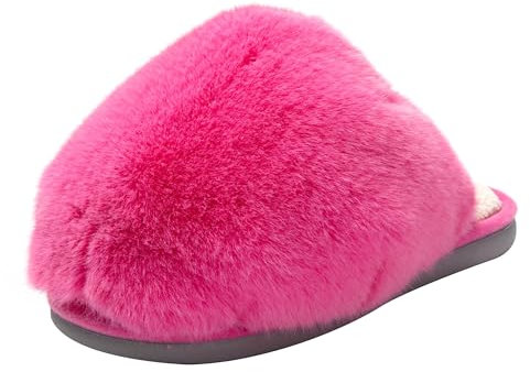JOMIX Ciabatte Pelose Donna Invernali da Casa Pelliccia Sintetica Pantofole Pelose Donna Calde e Comode MD3753-9 (Fuxia, 40)