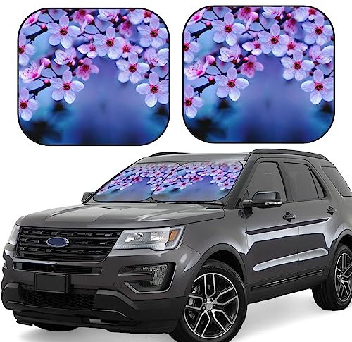 Parasol plegable para parabrisas de coche, diseño de flores de cerezo rosa, parasol para ventana lateral, para coche, SUV, Hatchbacks, grande