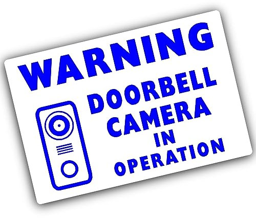 1 x Schild CCTV Türklingel Kamera Aufkleber Aufnahme in Betrieb klein 24 Stunden Sicherheitswarnung Vinyl Video blau auf weiß 90 x 60 mm Querformat C5