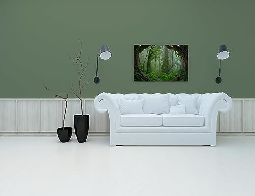 A.S. Création Leinwandbild Dschungel floral - Kunstdruck grün braun - 90x60 cm Querformat - Moderne Wanddekoration Schlafzimmer Wohnzimmer Küche - Bild auf Keilrahmen