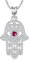 Collier Main de Fatma Argent Sterling 925, Pendentif Main de Fatma avec Zircon Rose, Hamsa Collier Main de Fatma avec Oeil, Bijoux Main de Fatma pour Femme
