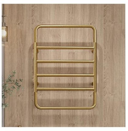 Radiador Toallero Eléctrico Pequeño, Secador de Toallas de Pared Acero Inoxidable, Calentador de Toallas Baño 6 Barras con Temperatura Constante Inteligente,Oro,Hardwired