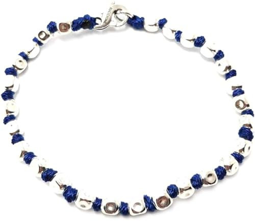 VLNET ® | Bracciale Spadarella Unisex | Argento 925 Diametro 5 mm + Cotone Nautico Blu Acceso | Fatto a mano in Italia | Lunghezza 17 cm