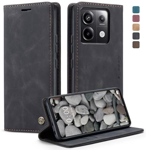 KZB Handyhülle für Xiaomi Redmi Note 13 Pro 5G Hülle (Nicht für 4G) Premium Leder Klappbar Flip Case Tasche Magnet Kartenfach Standfunktion Klapphülle Schutzhülle für Redmi Note 13 Pro 5G - Schwarz