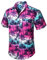 Enlision Hawaiian Shirt for Men Funky Short Sleeve Casual Button Down Summer Aloha Hawaii Shirt Beach Holiday Flowers Palm Tree Print Shirts Unisex Pink 4XL