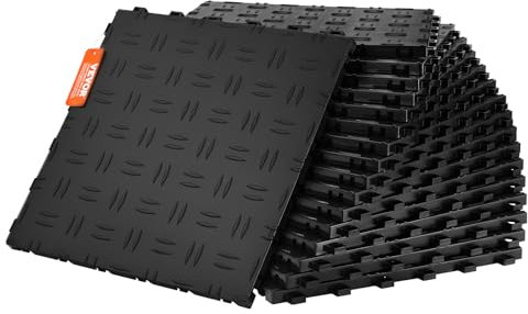 VEVOR Piastrelle per Garage ad Incastro, Confezione da 50, Piastrelle per Pavimentazione Garage in PP, 305 x 305 x 13,4 mm, Antiscivolo su Entrambi i Lati, Officine di Riparazione, Nero