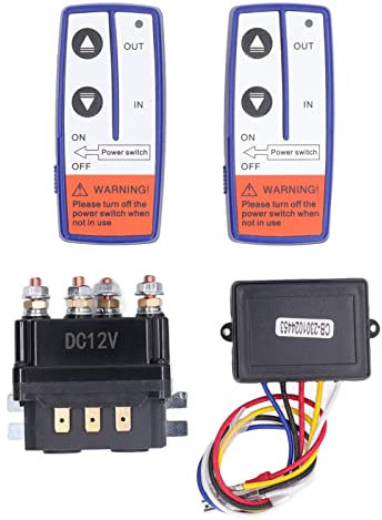 Winch Remote Control 12V 250A Winch Relay Remote Control Kit for Industrial Vehicle, Brass Coil Winch Relay Kit with Remote Controller Relay Contactor Switch