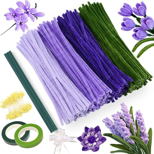 Pfeifenreiniger 4 Farben Pfeifenreiniger Helle zum Basteln Pfeifenputzer Zum Basteln Chenilledraht Pfeifenputzer Biegeplüsch Basteldraht für DIY Handwerksprojekte
