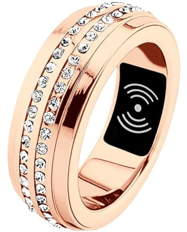TQQEPOOL Smart Rings For Men & Women,IP67 Waterproof Step Counter Calorie Tracking Ring,Activity & Fitness Trackers,Great Gift For Women & Men(Gold,17#)