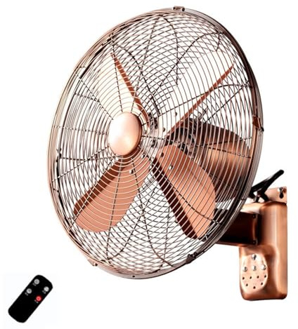 Wall Mounted Fan, Wall Fan With Remote Control/timer, Retro Metal Cooling Wall Fan, Industrial Heavy-Duty Electric Fan, 3 Speed, 120°Oscillation(18in)