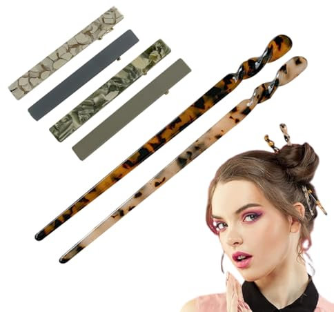 6 Pièces Baguettes À Cheveux Vintage Bâtons À Cheveux En Acétate Pour Chignons Épingles À Cheveux Rétro Bâtons À Cheveux Disque Bâtons À Cheveux Coiffure Décorative Accessoires Pour Cheveux Longs