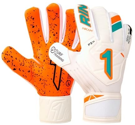 Rinat Nkam Training W/G Goalkeeper Glove, Adult, Unisex, White Green, Size 8
