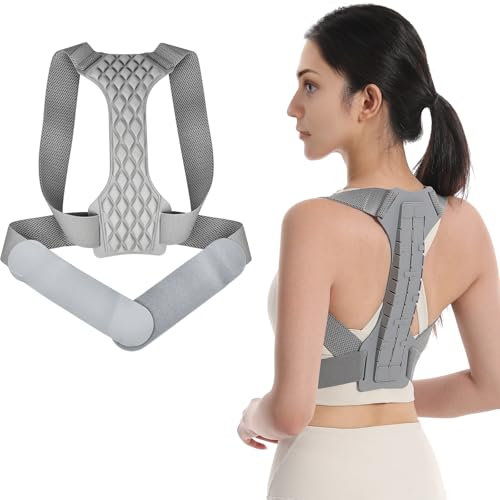 EOPUOZS Corrector Postura Espalda, Corrector de Postura para Hombre y Mujer, Corrector de Espalda Transpirable, Ayuda a Mantener la Espalda Recta, Gris (S)