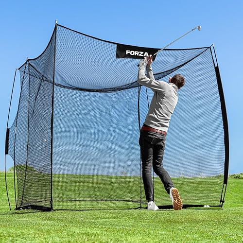 FORZA Proflex Pop-Up-Golfkäfig | Robustes 2,4 m x 2,4 m x 2,4 m großes Golf-Trainingsnetz mit schlagfestem Design – Einfacher Aufbau