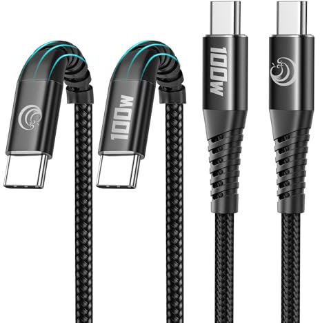 Aioneus USB C auf USB C Kabel Kurz, [2Stück 0.5M+0.5M] 100W Schnellladekabel Type C zu Type C Ladekabel kompatibel mit iPhone 16/15 Pro Max,MacBook Pro, iPad, MacBook Air, Galaxy S24, Huawei P30 usw