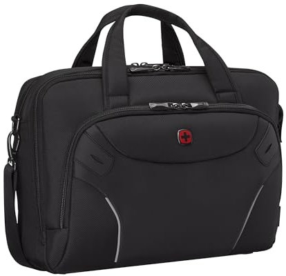 WENGER Cosmic Brief Sacoche à bandoulière pour portable, Notebook jusqu’à 16’’, Poche tablette, Mallette, Rangement, 17 l, Bureau Affaires Fac, Noire, 653497