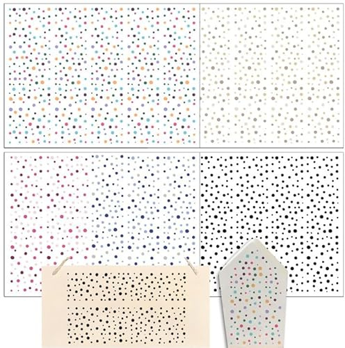 Hongma Rub On Sticker Familie ca.A5 14x19cm 4PCS Punkt Sprüche für Raysin | Rub On Folie Rubons Aufkleber für Untersetzer Transferfolie für Raysin für Keraflott Gips Möbel Glas Holz DIY (Punkt)