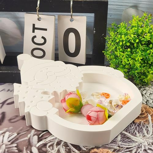 Silikonformen Gießformen Tablett, 3D Wichtel Silikonform Tablett Silikonform Untersetzer Quadrat Silikon form Teller Wichtel Gips zum Gießen Gießformen Silikon Weihnachten für DIY Handwerk (B)