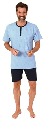 Normann Herren Schlafanzug Kurzarm Shorty Pyjama aus 100% Baumwolle - auch in Übergröße