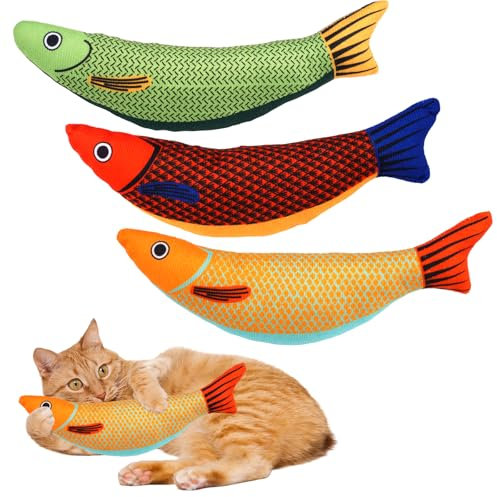 Jinsion 3 Pezzi Cat Toy per Gatti In Casa, Spielzeug mit Katzenminze, Giocattolo Interattivo per Calci Di Gatto Morbido e Durevole, Giocattoli con Erba Gatta per Gatto per Giocare, Mordere e Calciare