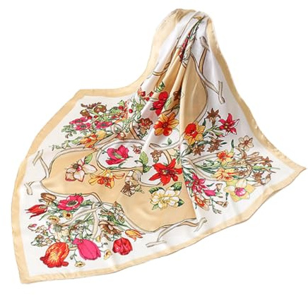 GLORIS Seidenschal Damen Elegante 90x90cm Seidentuch Haare Seidentuch Halstuch Damen Seide Elegant Satintuch Halstuch Seide Bandana Tuch Kopftücher Scarf