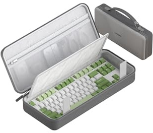 Hagibis Tastaturtasche, Hartschale, tragbare Reise-Tragetasche, 68/87 Tasten, EVA, 900D, Oxford-Stoff, Aufbewahrungskoffer, elektronischer Organizer, stoßfest, wasserdicht (Grau, 87 Tasten)
