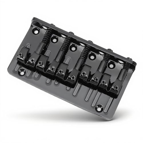 Goshyda Bass Gitarrenbrücke, 5 String Bass Bridge Heavy Dut Cast Base Retro für Upgrade (BLACK)