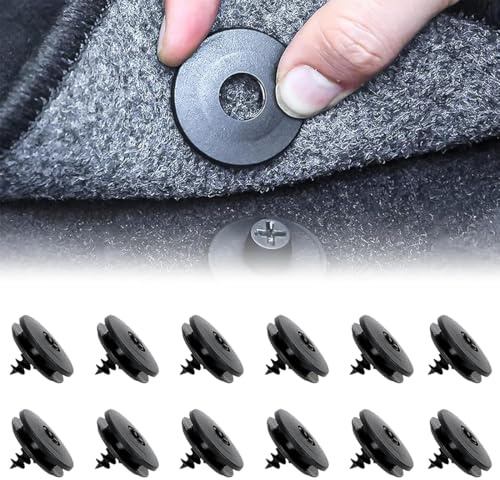 12 Stück Auto Fußmatten Clip, Fussmatten-Halter-Clips, Universelle Halterung für Autoteppiche,Autoteppich Clips, Fußmatten Befestigung Druckknopf,Befestigung am Autoteppich(Schwarz)