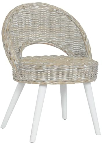 Tonture Kubu-Rattan Sessel Weiß, bequemer Loungesessel für Wohnzimmer Schlafzimmer, natürliches Material, 60x60x79cm, stilvolles Sitzmöbel für Erwachsene