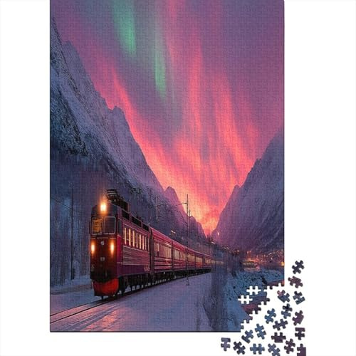 Polarexpress zwischen den kalten Bergen, Gemusterte Nachhaltige Für Erwachsene Hochwertige Holzspielpuzzles 38x26cm/1000pcs