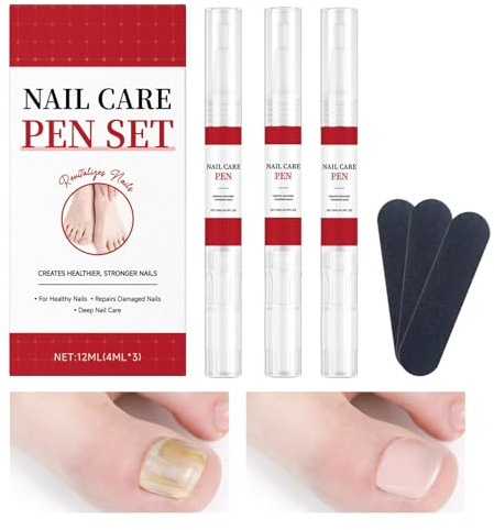 Nail Hardener & Growth | 3 Pieces Damaged Nail Repair Pen - Nourishing Solution for Toenails - For Spa Home Manicure Pedicure Salon Adults Women Men