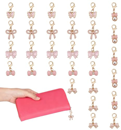 NICENEEDED 30 Stück Schleifen Schlüsselanhänger als Gastgeschenk Niedliche Schlüsselanhänger Mit Schleife Pinke Schlüsselanhänger Für Frauen Team Cheerleading Geburtstagsparty Dekorationen