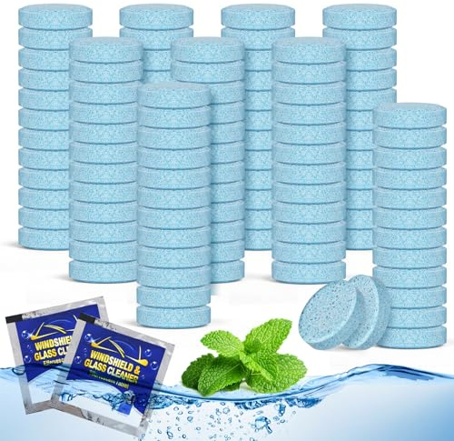 100 PCS Wind Screen Wash Tablets, Car Screenwash Tablets, Remove Grease | Concentrated Grease-Removing Replaces Windscreen Washer Fluid & Screen Wash for Cars | for Windscreens, Windows & Mirrors